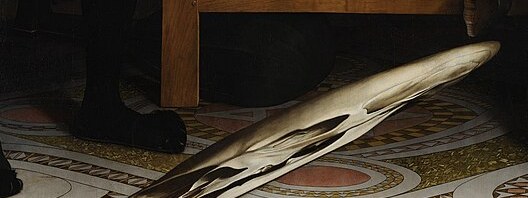 Detail of the anamorphic skull in Holbein's The Ambassadors