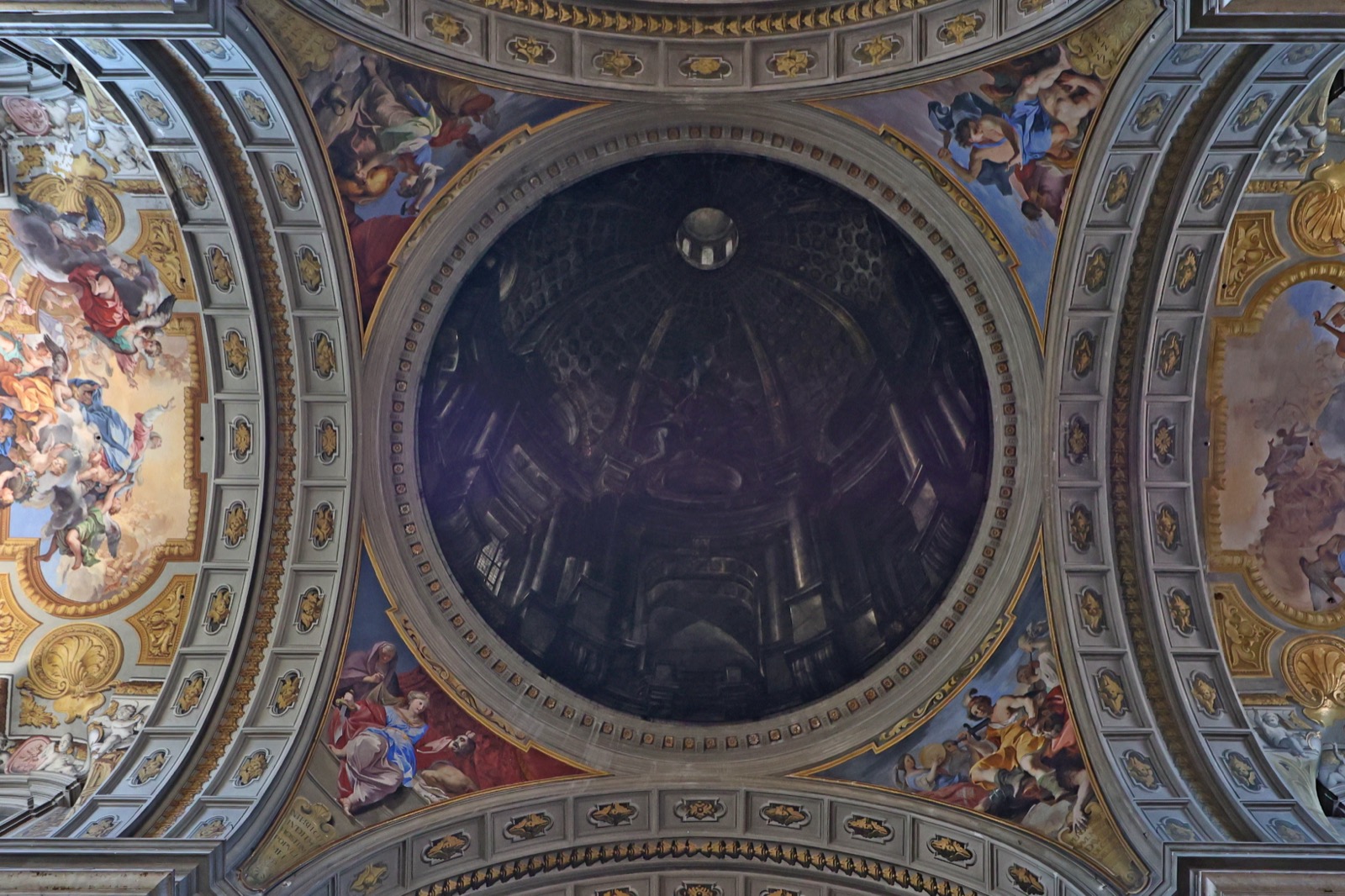 The painted false dome of Sant'Ignazio in Rome, seen from below